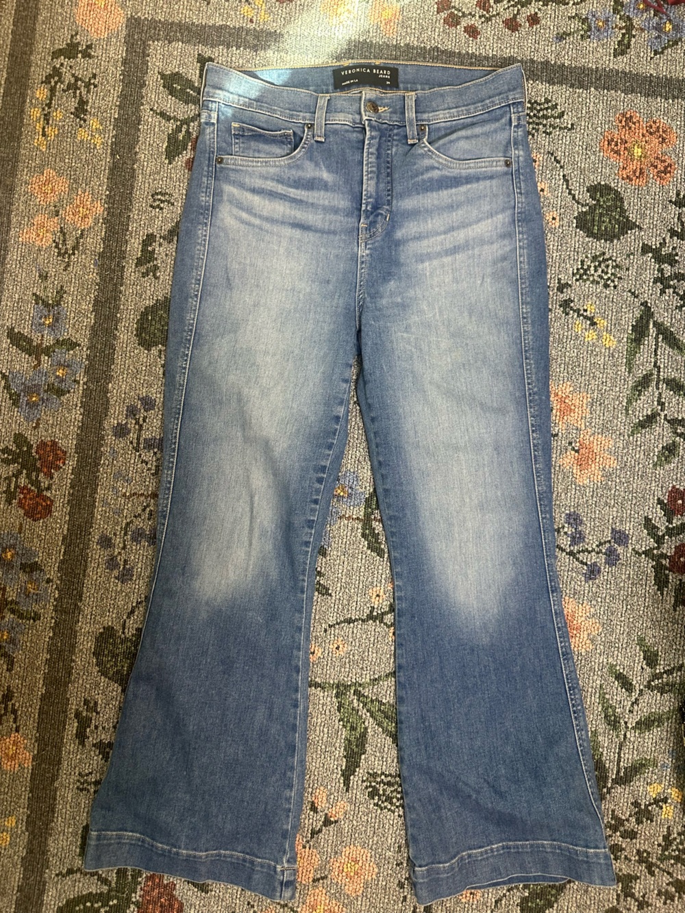 Veronica Beard Carson Ankle Flare High Rise in Tide Down Jeans Size 29